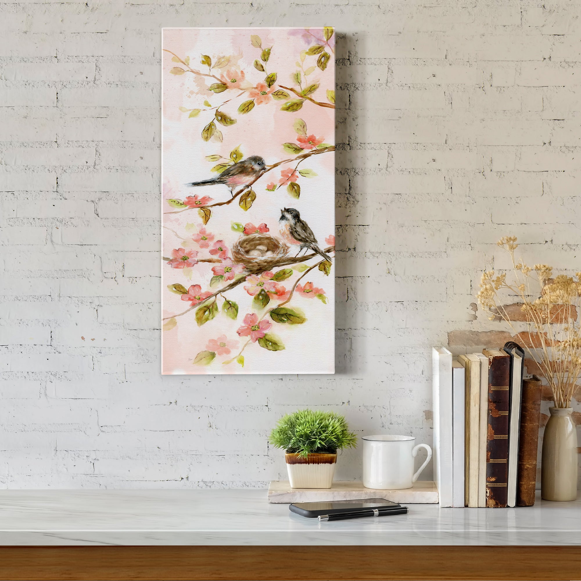 Blushing Birds II - Premium Gallery Wrapped Canvas - Ready to Hang