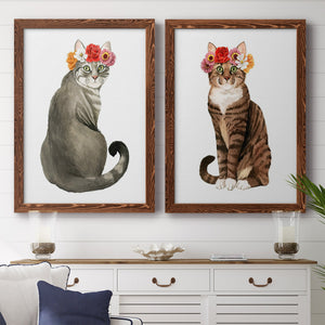 Flower Crown Cats I - Premium Framed Canvas 2 Piece Set - Ready to Hang
