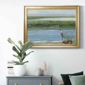 Wading at Dusk - Modern Framed Canvas Print