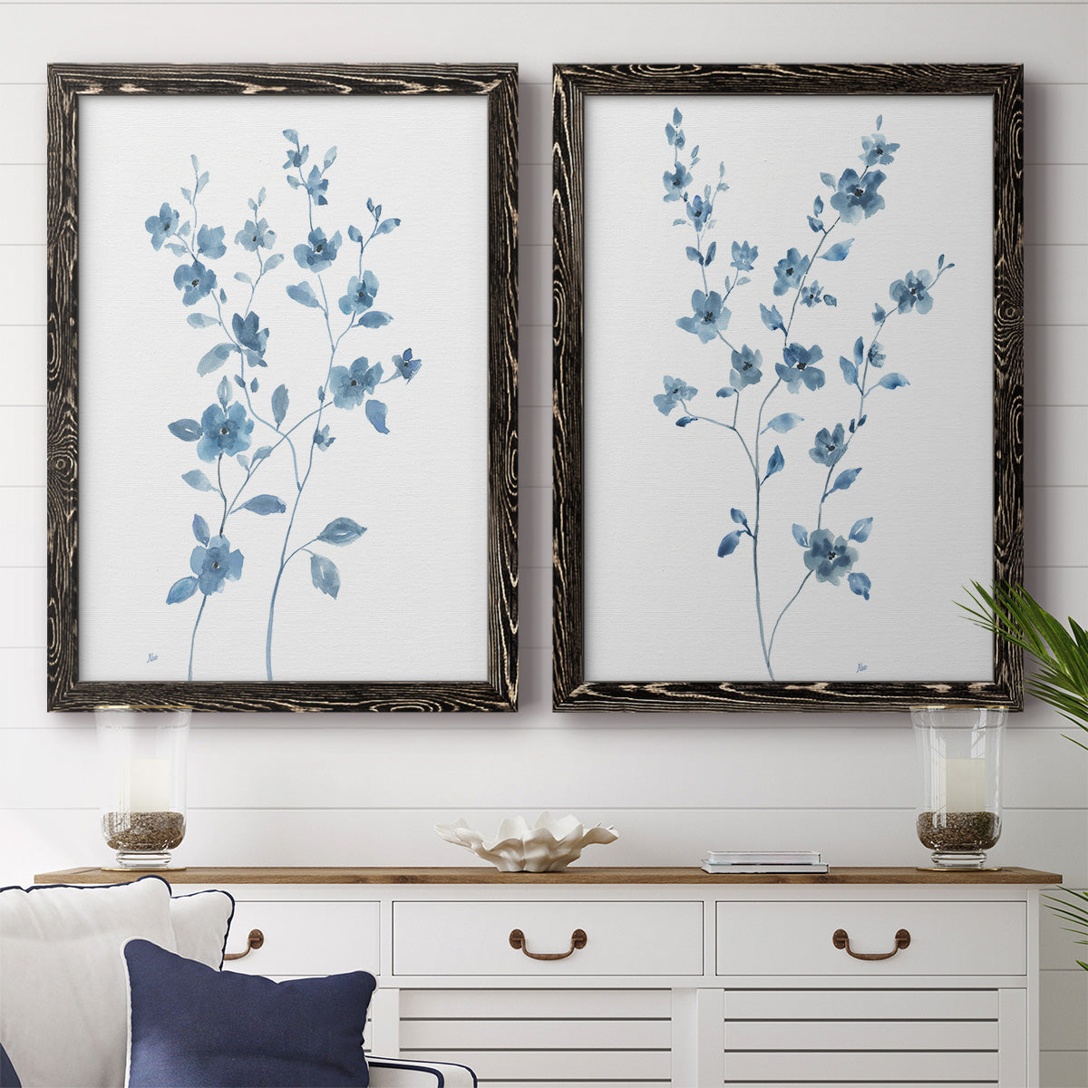 Blue Blossom I - Premium Framed Canvas 2 Piece Set - Ready to Hang