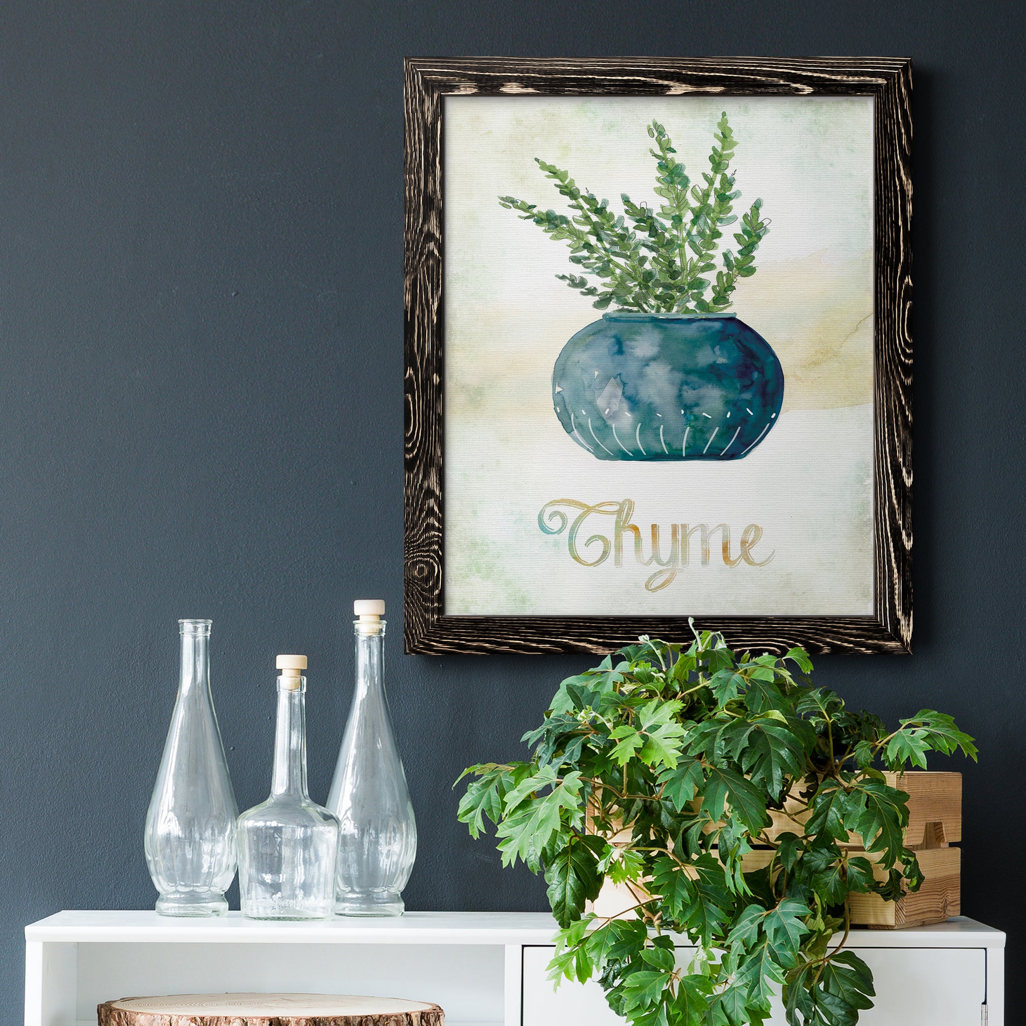 Potted Thyme - Premium Canvas Framed in Barnwood - Ready to Hang