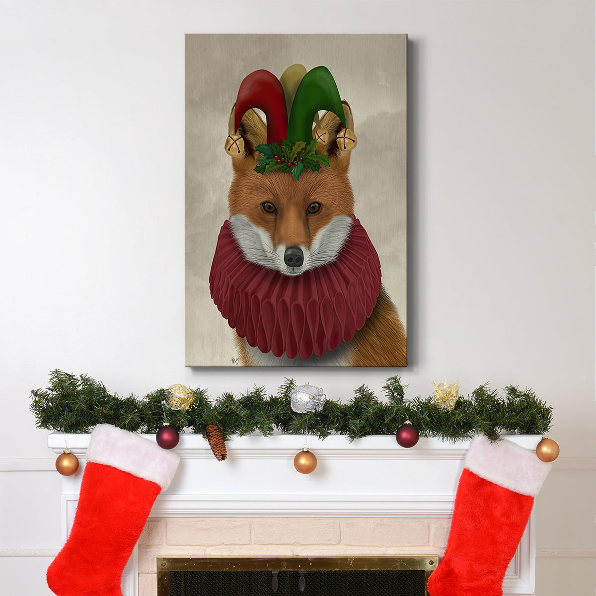 Christmas Foxy Christmas Fool - Gallery Wrapped Canvas