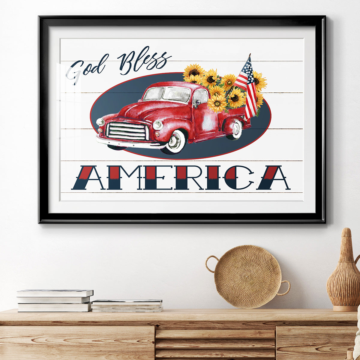 God Bless America Truck Premium Framed Print - Ready to Hang