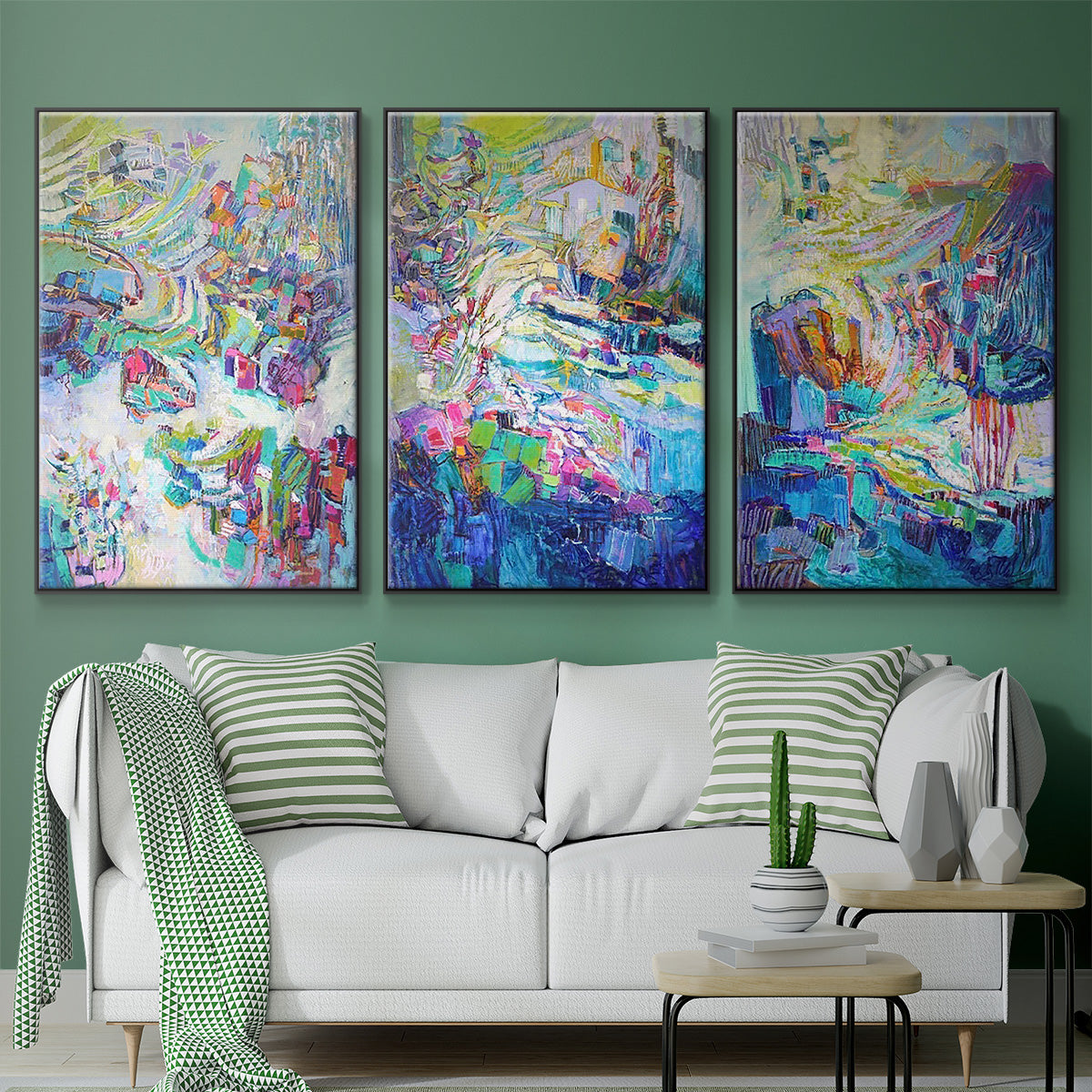 Gathering up the Goddess I - Framed Premium Gallery Wrapped Canvas L Frame 3 Piece Set - Ready to Hang