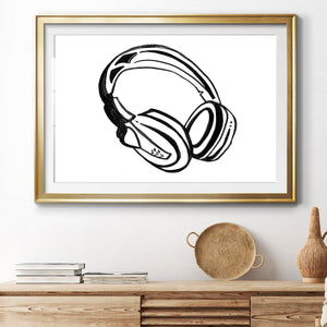 Headphones Sketch - Modern Framed Art Print