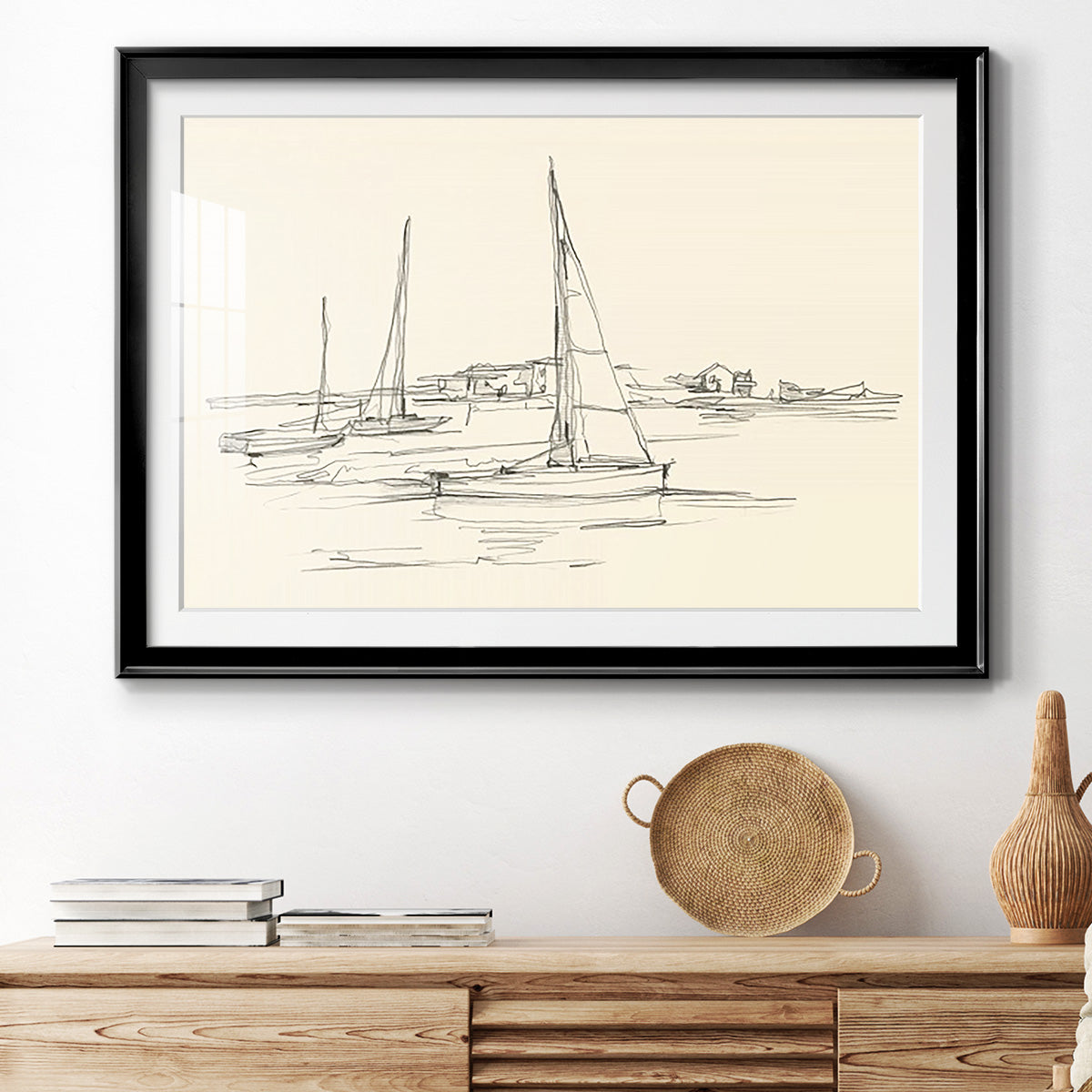 Coastal Contour Sketch I Premium Framed Print - Ready to Hang