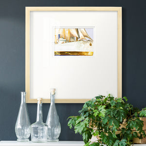 Golden Steam Ship Premium Framed Print Double Matboard
