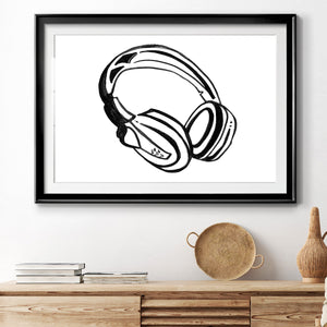 Headphones Sketch - Modern Framed Art Print