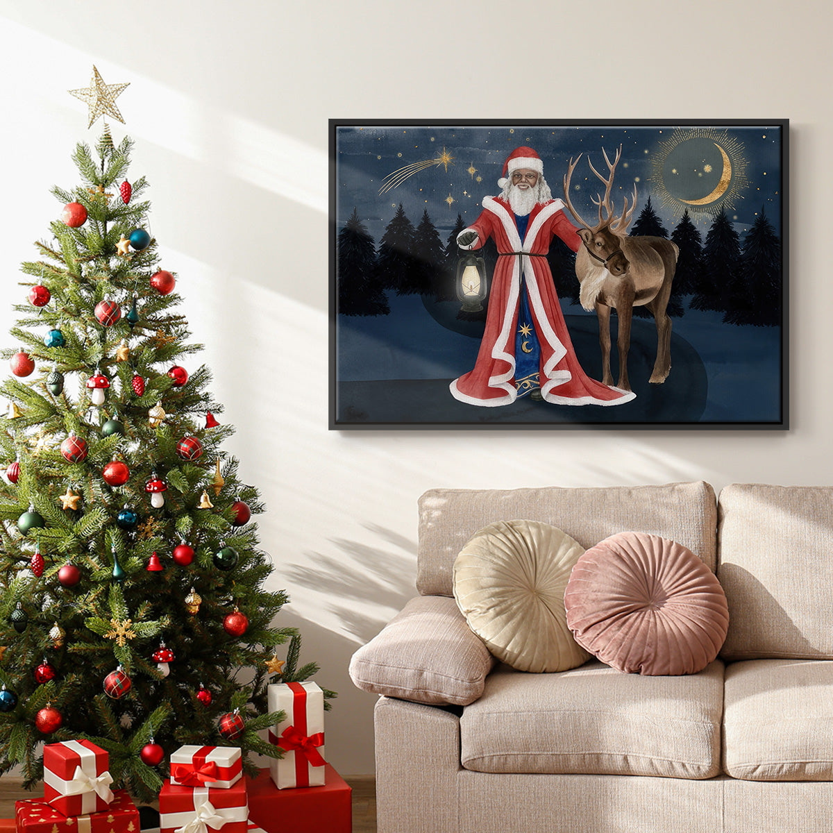 Celestial Christmas Collection A - Framed Gallery Wrapped Canvas in Floating Frame