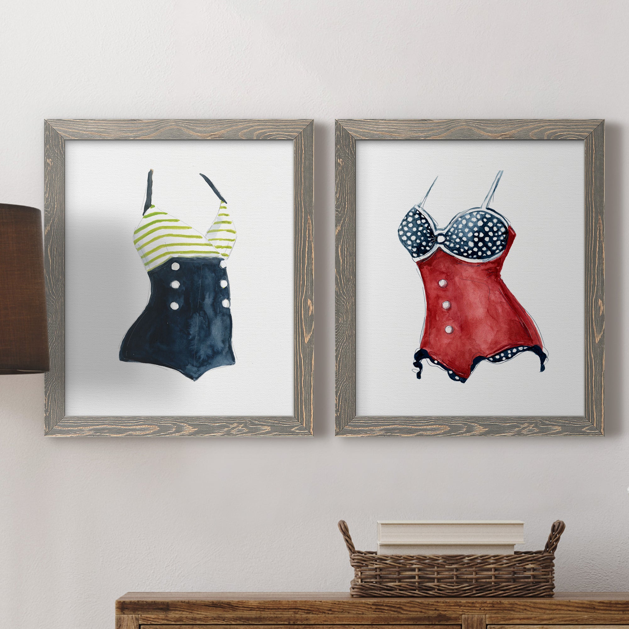 Vintage Swimwear I- Premium Framed Canvas in Barnwood - Ready to Hang