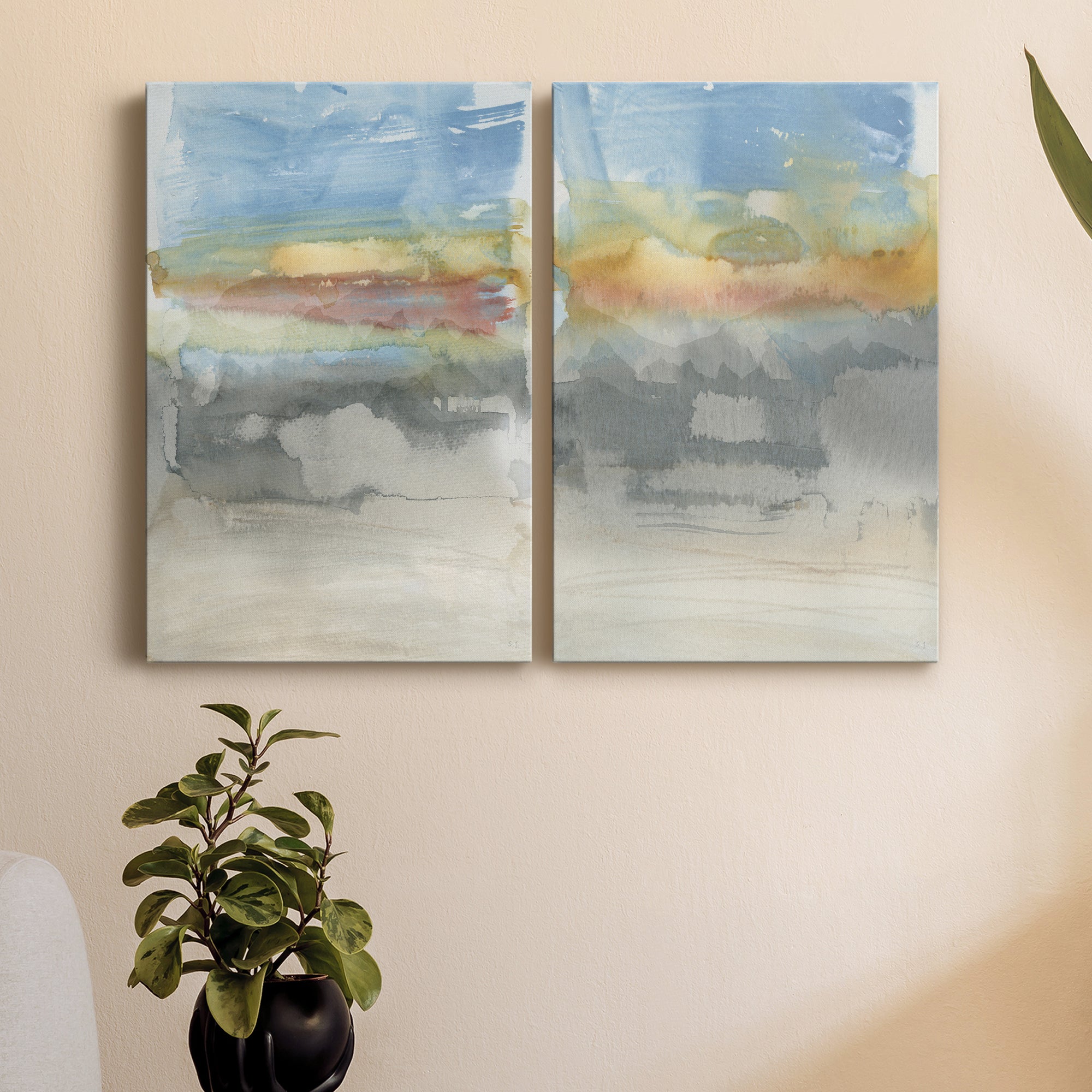 High Desert Sunset I Premium Gallery Wrapped Canvas - Ready to Hang - Set of 2 - 8 x 12 Each