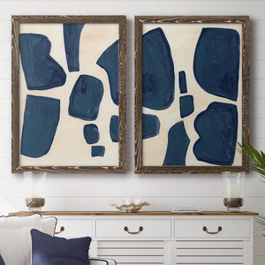 Blue Pieces I - Barnwood Framed Canvas Set
