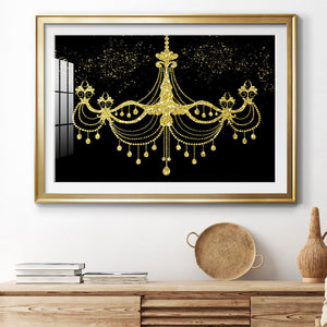 Golden Chandelier - Modern Framed Art Print