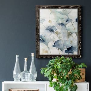 Indigo Ginkgo II - Premium Canvas Framed in Barnwood - Ready to Hang