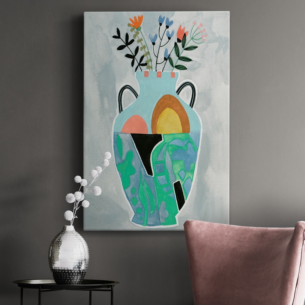 Collage Vase IV Premium Gallery Wrapped Canvas - Ready to Hang