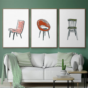 Take a Seat IV - Framed Premium Gallery Wrapped Canvas L Frame 3 Piece Set - Ready to Hang