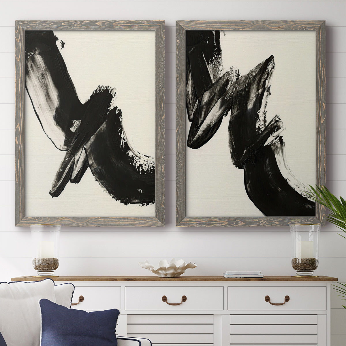 Black Expression I - Premium Framed Canvas 2 Piece Set - Ready to Hang