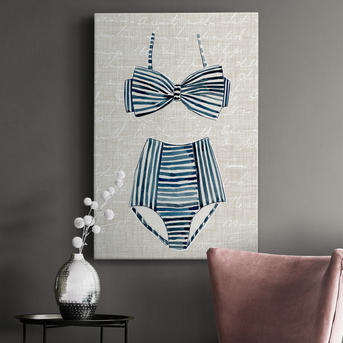 Vintage Swimming IV Premium Gallery Wrapped Canvas - Ready to Hang