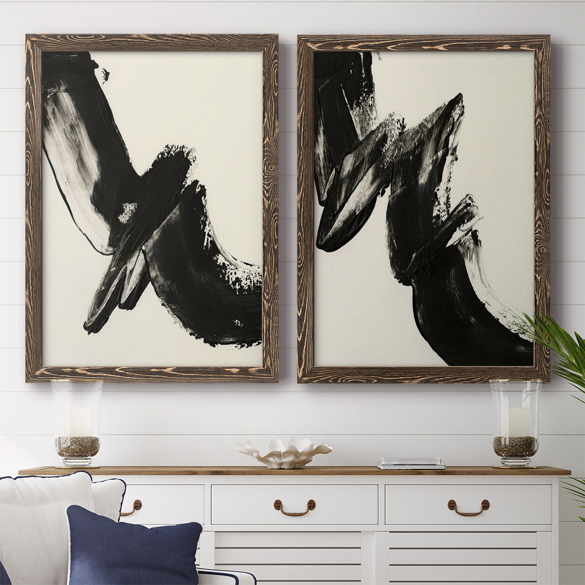 Black Expression I - Premium Framed Canvas 2 Piece Set - Ready to Hang