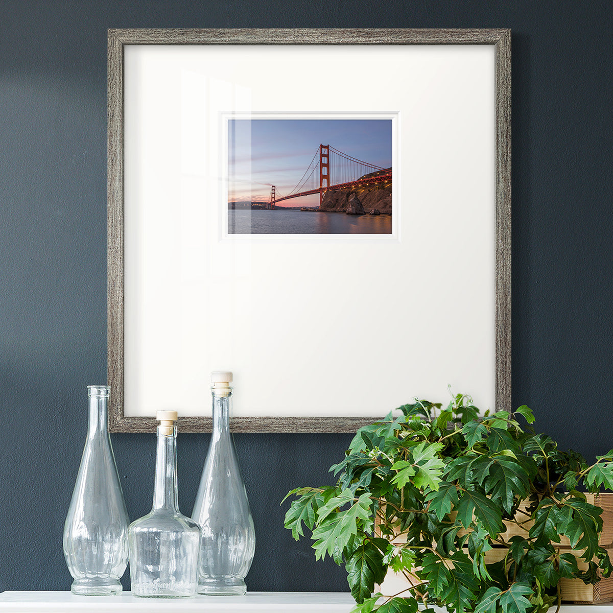 Golden Gate Span Premium Framed Print Double Matboard