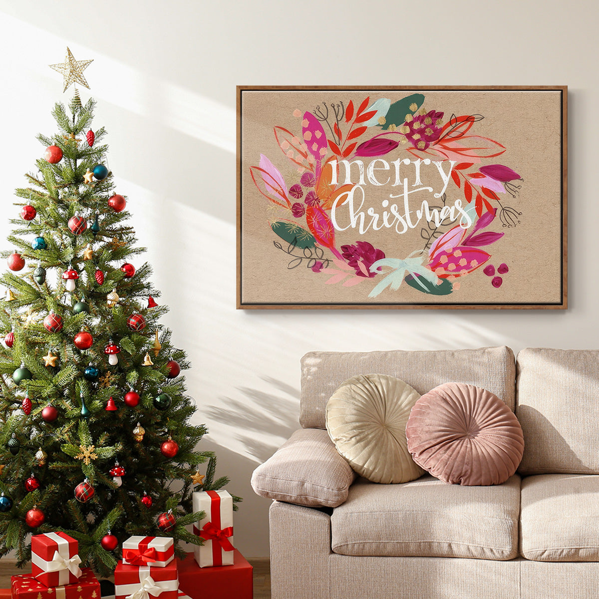 Crafty Christmas Collection A - Framed Gallery Wrapped Canvas in Floating Frame