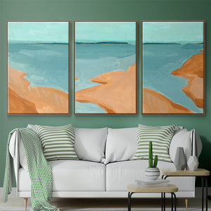 Out on the Sandbar I - Framed Premium Gallery Wrapped Canvas L Frame 3 Piece Set - Ready to Hang