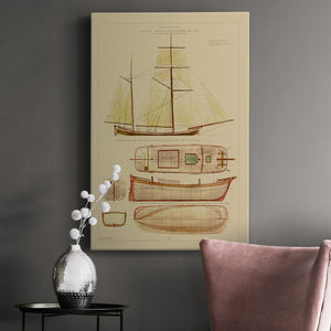Antique Ship Plan IV Premium Gallery Wrapped Canvas - Ready to Hang