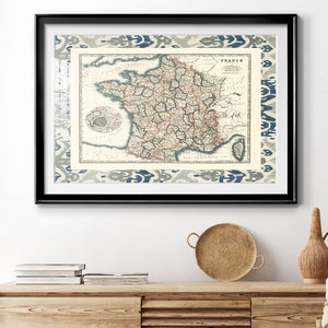 Bordered Map of France Premium Framed Print - Ready to Hang