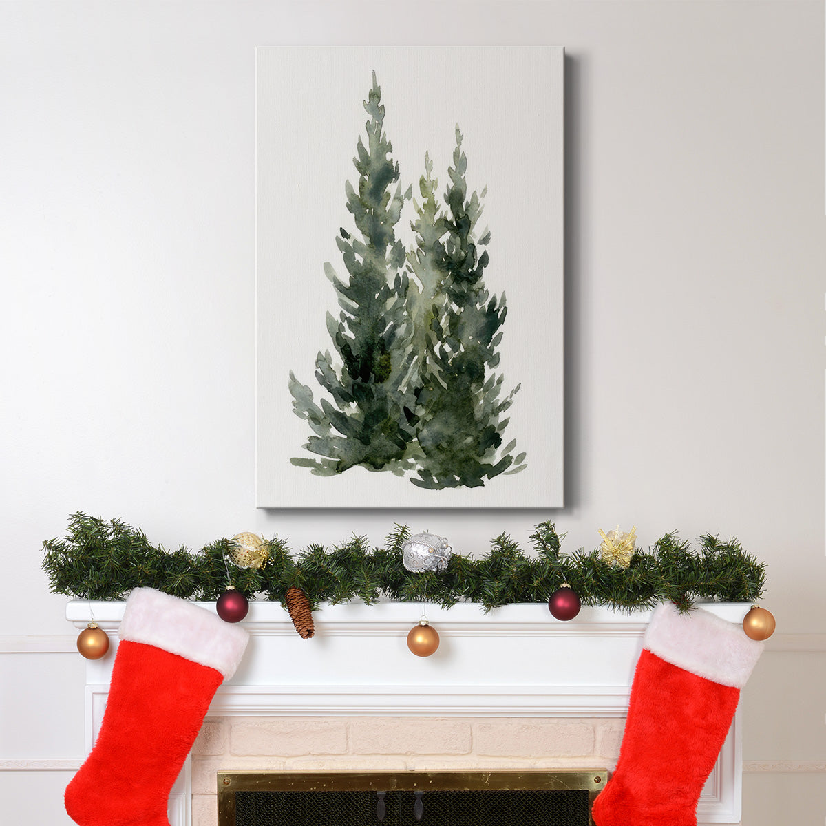 Simple Evergreens I - Gallery Wrapped Canvas