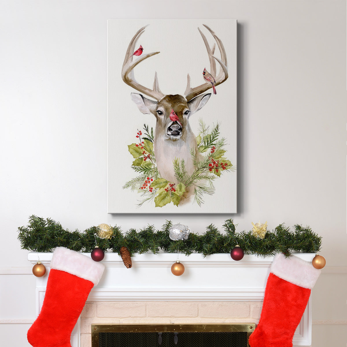 Holiday Deer Collection B - Gallery Wrapped Canvas