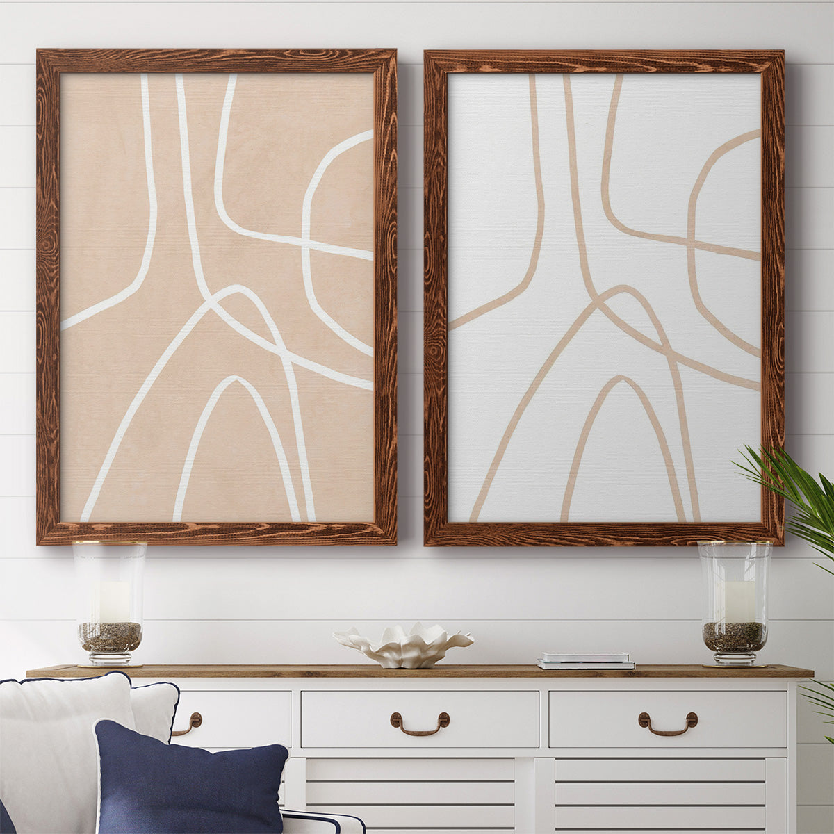 Clean Contour I - Premium Framed Canvas 2 Piece Set - Ready to Hang