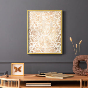 Walnut Damask I - Restickable Framed Art Print