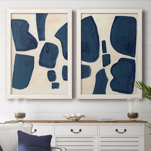 Blue Pieces I - Barnwood Framed Canvas Set