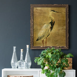 Gold Crane at Dusk I - Premium Canvas Framed in Barnwood - Ready to Hang