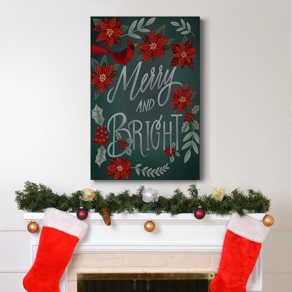 Red Flowers Christmas I - Gallery Wrapped Canvas