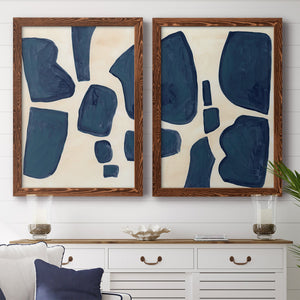 Blue Pieces I - Barnwood Framed Canvas Set