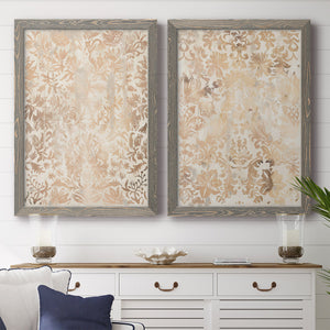 Walnut Damask I - Premium Framed Canvas 2 Piece Set - Ready to Hang