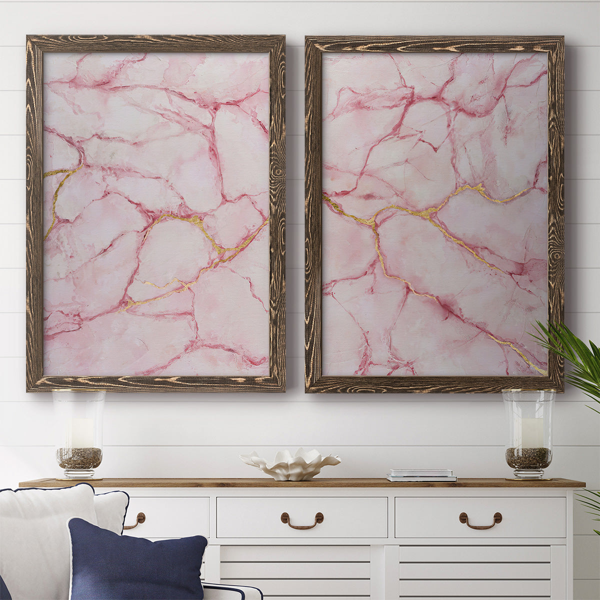 Rose Marble I - Premium Framed Canvas 2 Piece Set - Ready to Hang