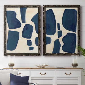 Blue Pieces I - Barnwood Framed Canvas Set
