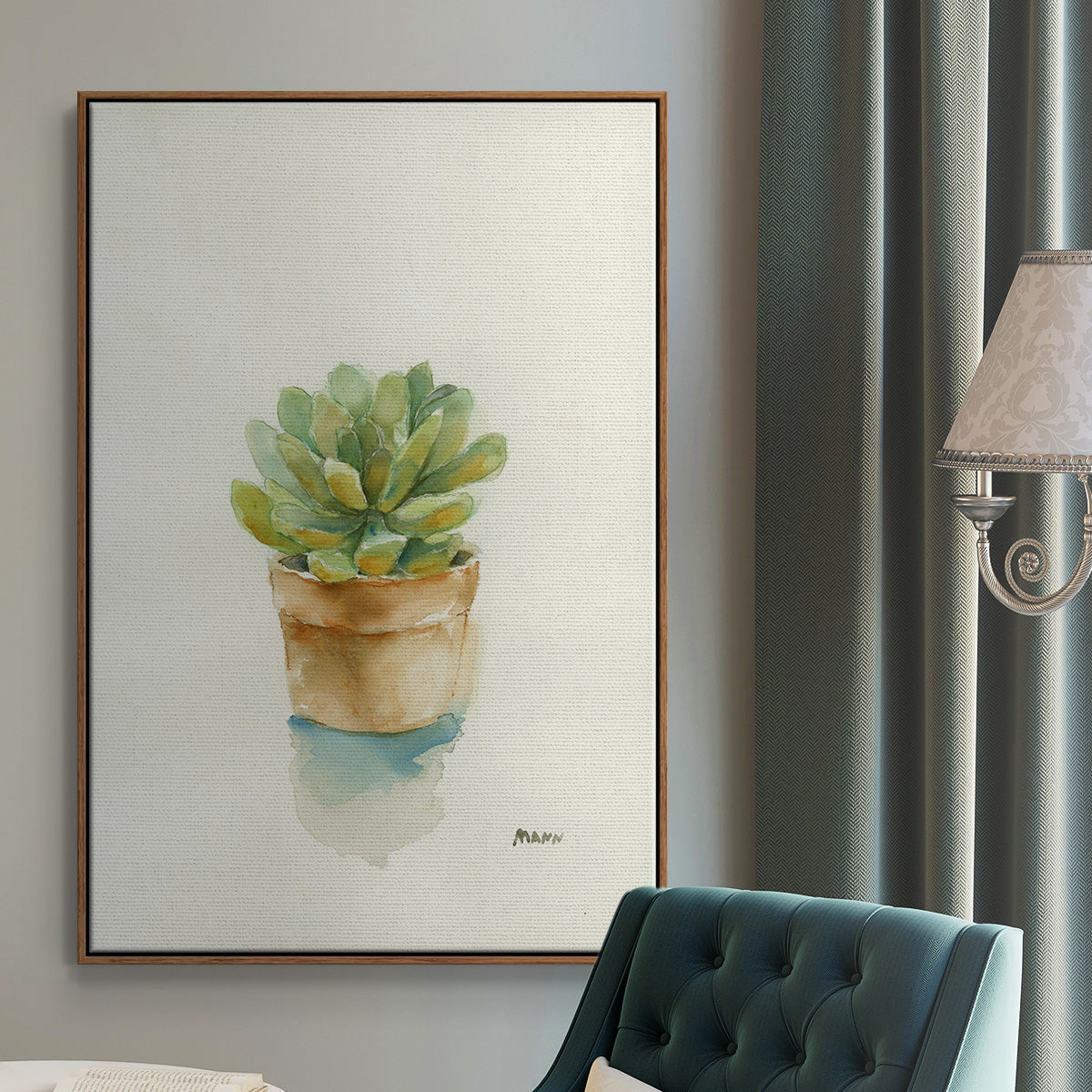 Succulent II - Framed Premium Gallery Wrapped Canvas L Frame - Ready to Hang