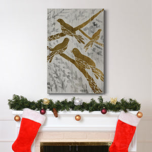Four Calling Birds  - Gold Leaf Holiday - Gallery Wrapped Canvas
