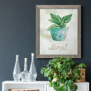 Potted Basil - Premium Canvas Framed in Barnwood - Ready to Hang