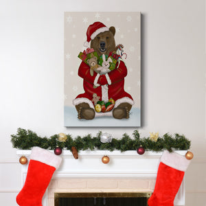 Christmas Christmas Present Bear Hug - Gallery Wrapped Canvas