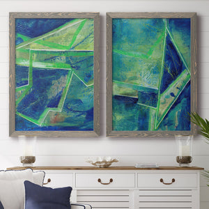 Geometric in Cool I - Premium Framed Canvas 2 Piece Set - Ready to Hang