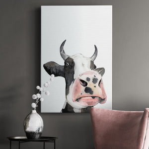 Watercolor Cow Portrait I Premium Gallery Wrapped Canvas - Ready to Hang