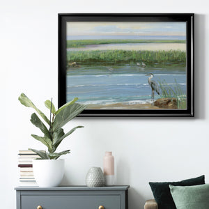 Wading at Dusk - Modern Framed Canvas Print