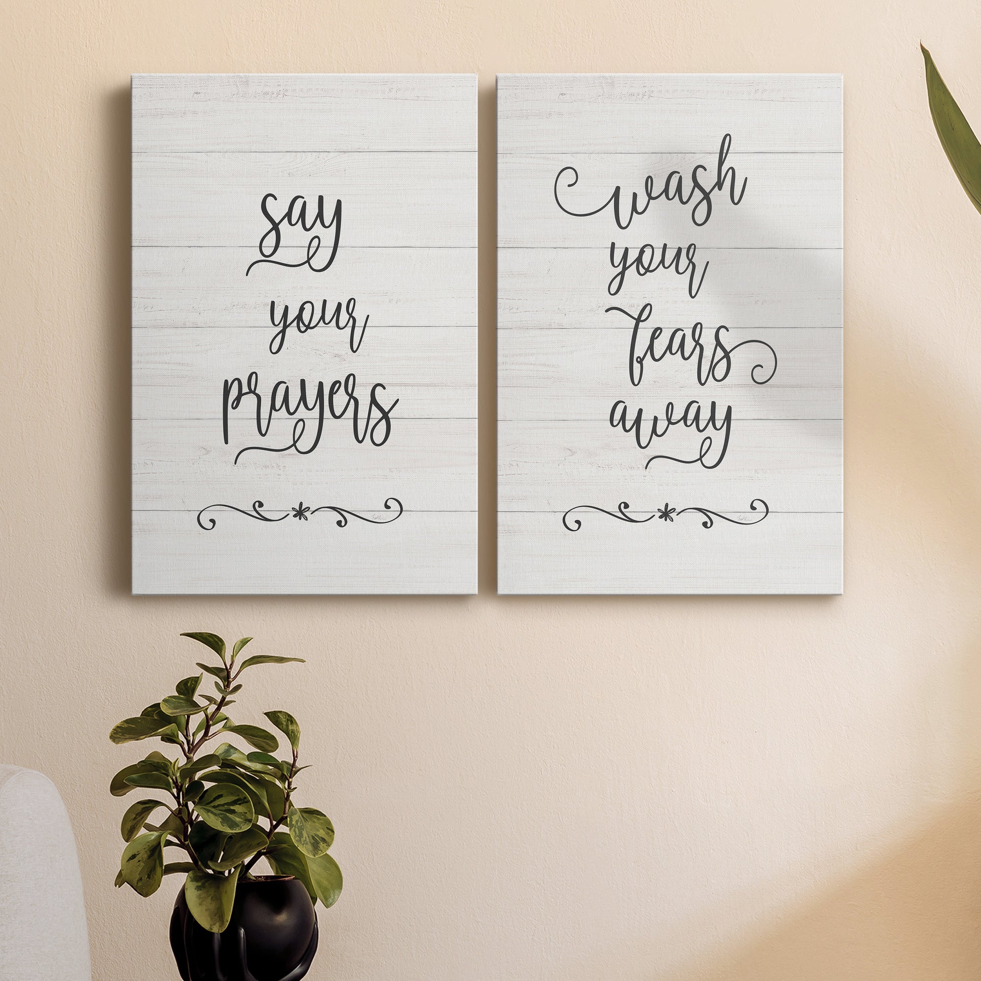 Say Your Prayers Premium Gallery Wrapped Canvas - Ready to Hang - Set of 2 - 8 x 12 Each