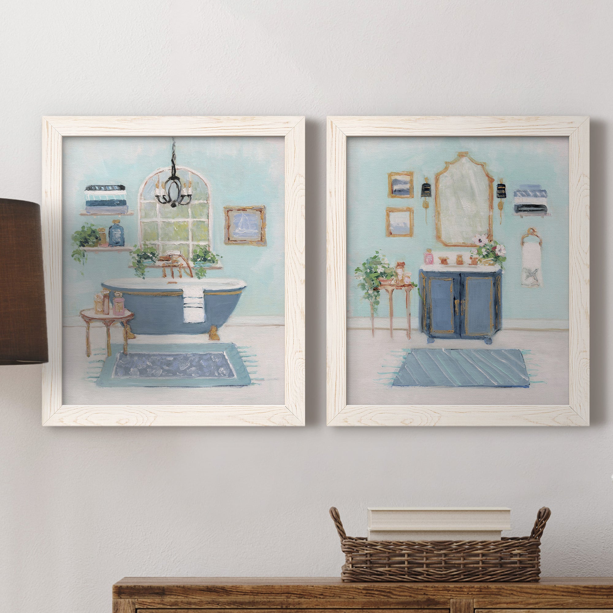 Blue Bath I- Premium Framed Canvas in Barnwood - Ready to Hang