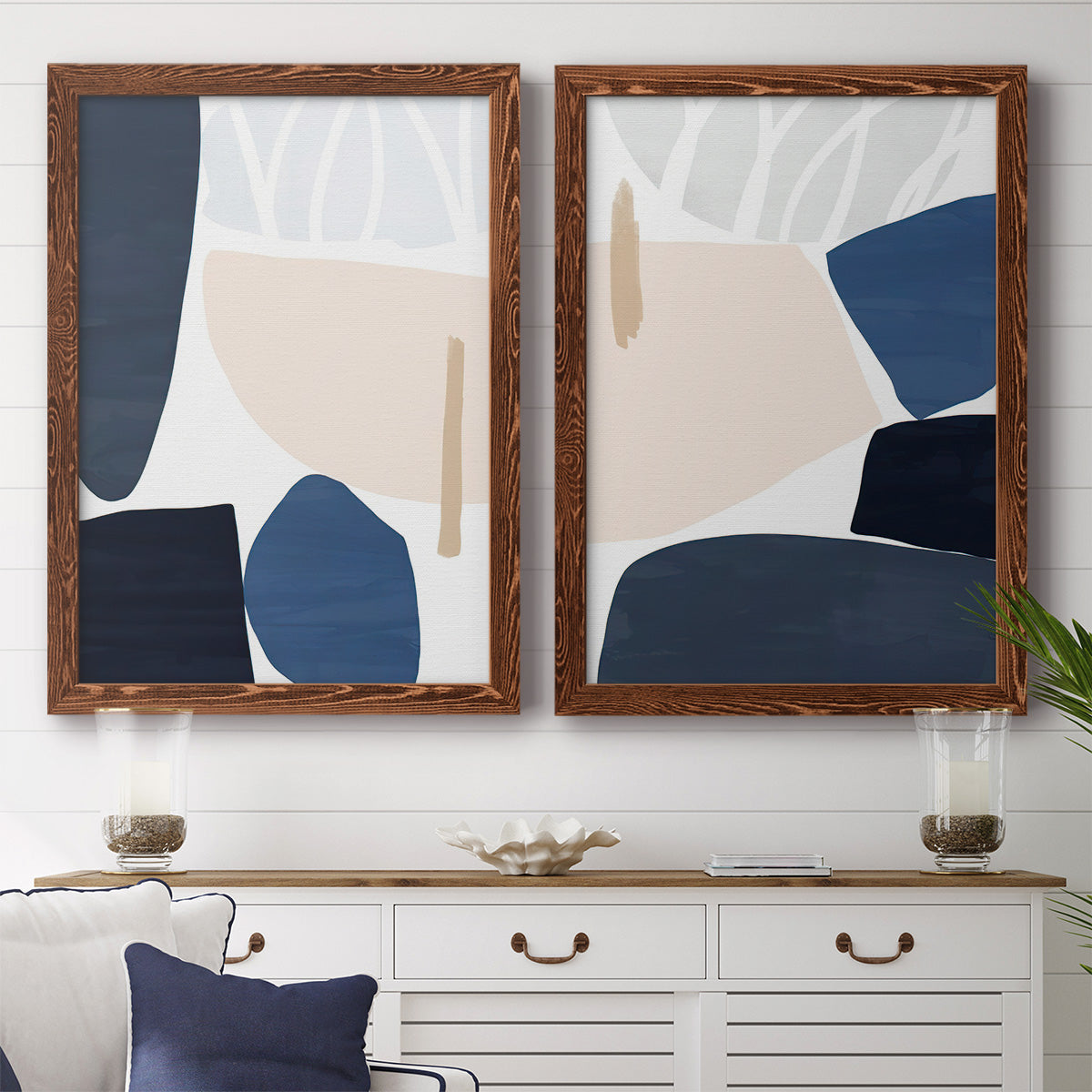 Denim and Sand I - Premium Framed Canvas 2 Piece Set - Ready to Hang