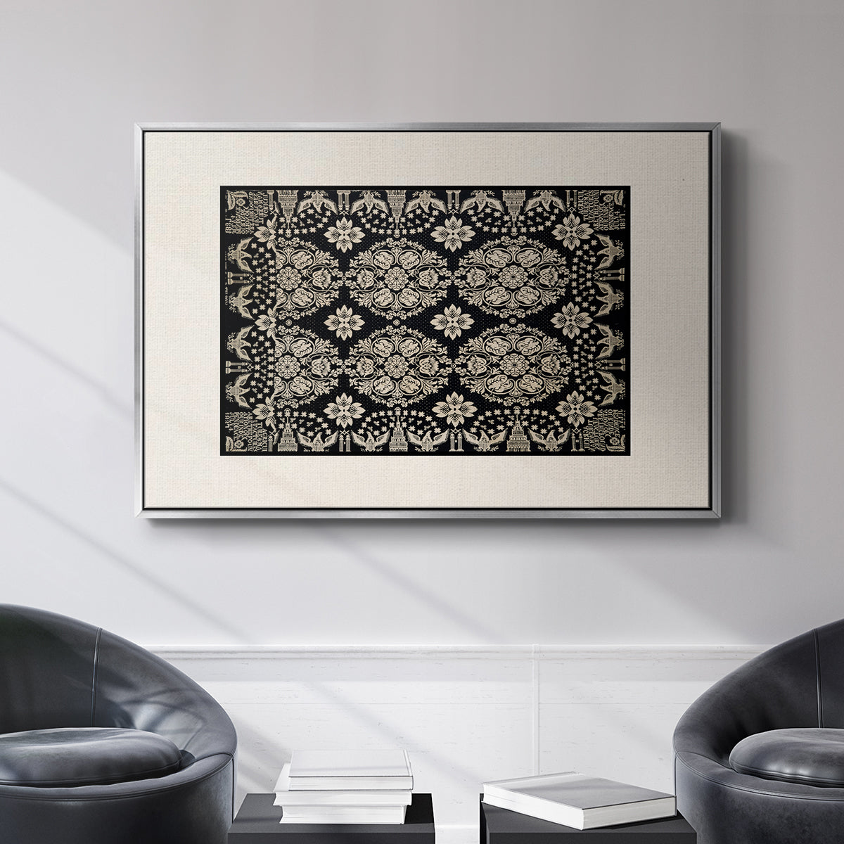 Vintage Abstract Print-XI Premium Framed Gallery Wrapped Canvas in Floating Frame